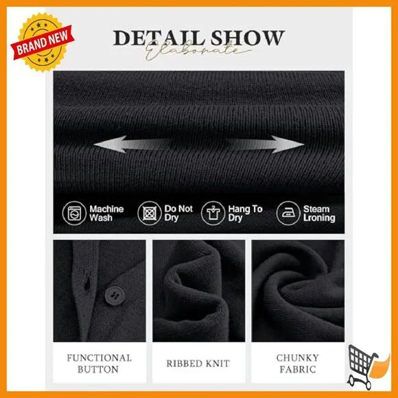 Long Sleeve V-Neck Peplum Cardigan Knitted Button Top Women's Sweater - Picture 7 of 8